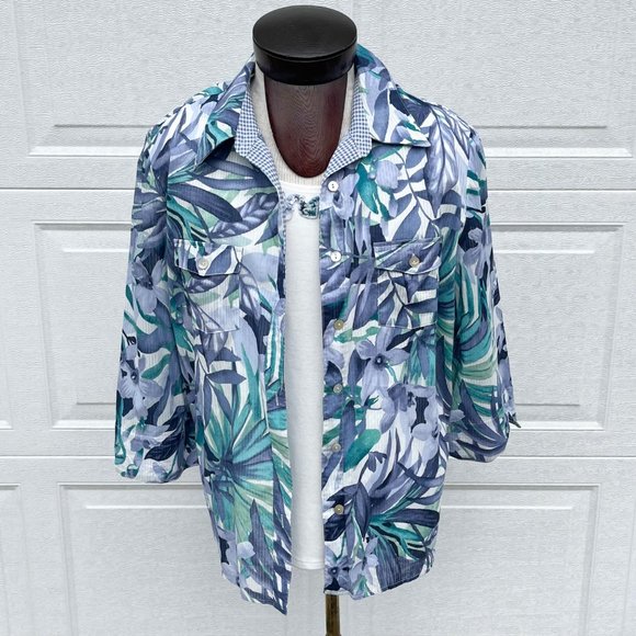 Alfred Dunner Floral 2 Piece Floral Button‎ Down With Tank Size 18 - NEW - Picture 1 of 7